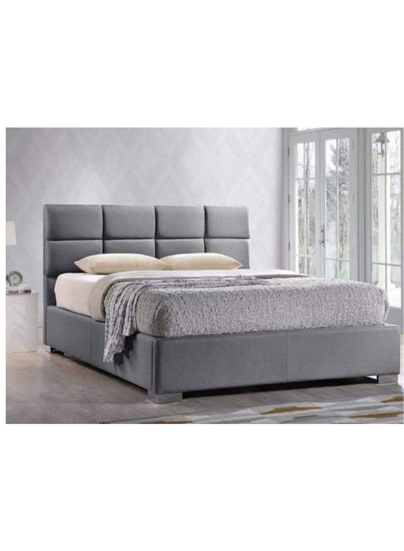 Rafal|SGL Bed, Chanel Fabric, Size 120*200*120 cm Silver Color, From Modern Suite
