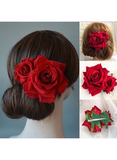 Kriccio Flower Hair Combs, Rose Flower Bohemia Hairpin Bride Costume Hair Decor for Party Wedding Red(1pc)  - Image 1