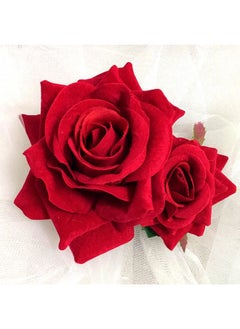 Kriccio Flower Hair Combs, Rose Flower Bohemia Hairpin Bride Costume Hair Decor for Party Wedding Red(1pc)  - Image 2