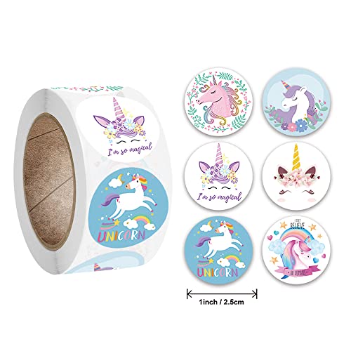 Fapiwen Unicorn Stickers, 2 Rolls Stickers, Cute Stickers, Stickers, Unicorn Self Adhesive Decoration Stickers for School Birthday Party Gift (Random Style)(1000pcs) - Image 2