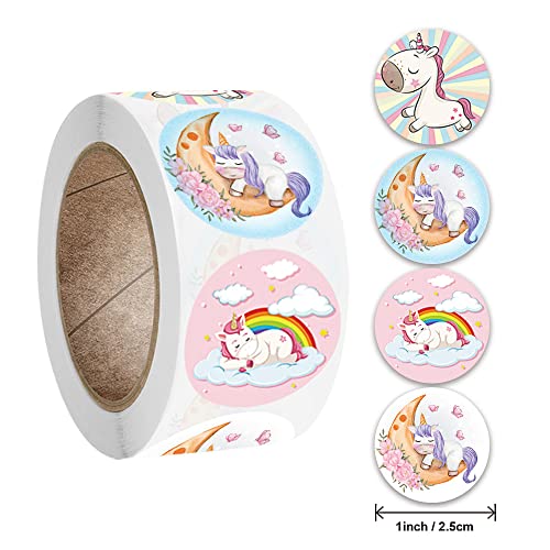 Fapiwen Unicorn Stickers, 2 Rolls Stickers, Cute Stickers, Stickers, Unicorn Self Adhesive Decoration Stickers for School Birthday Party Gift (Random Style)(1000pcs) - Image 3