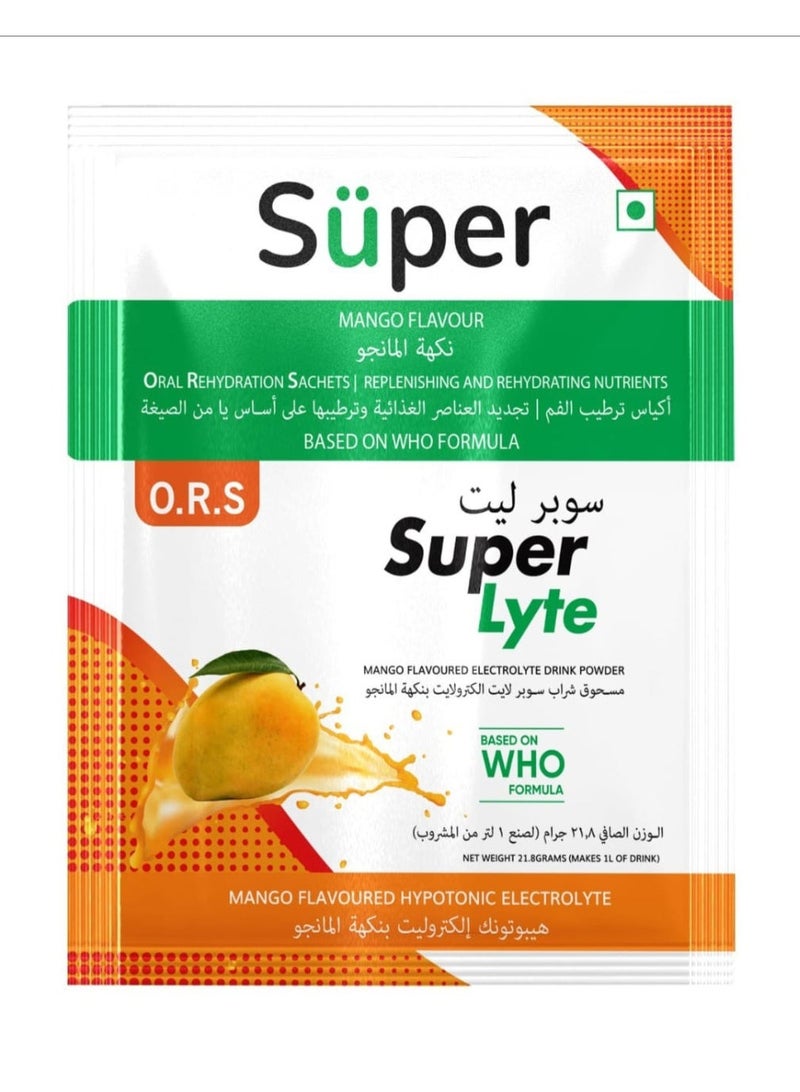 Super ORS Super Lyte Mango Flavour 21.8 g 10 Sachets - Image 1