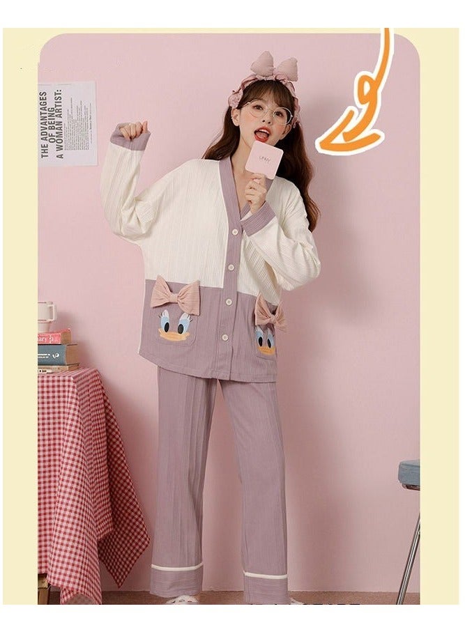 Couple Pajamas Set Long Sleeves Sleepwear for Men and Women Cute Plus Size Loungewear Spring and Autumn Home Clothes Gift for Boyfriend Girlfriend Husband Wife - Image 3