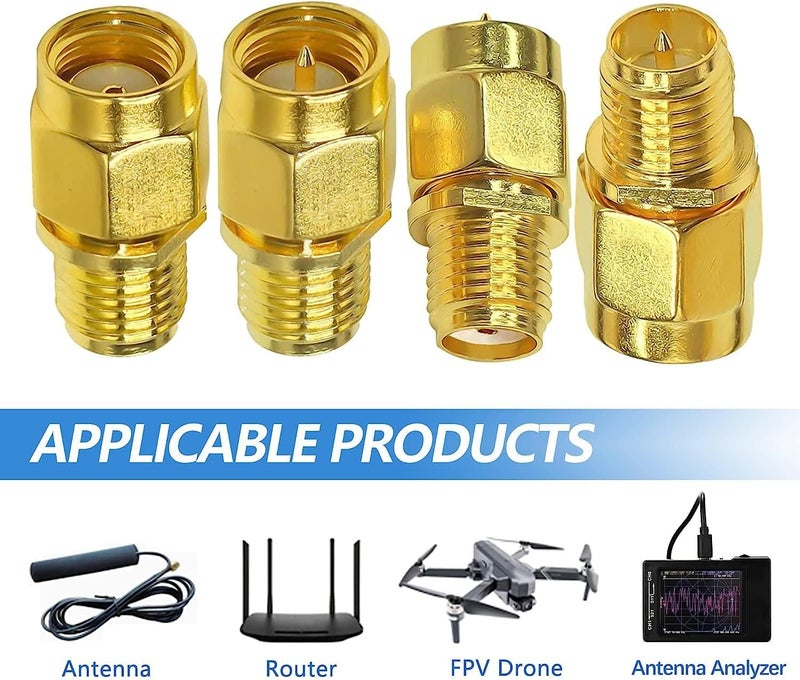 TUOLNK 4PCS SMA Coax Connector Cable Gender Changers,Male/Female to RP-SMA Male/Female Coax Adapter Low Loss Coaxial Connector for Radio Antenna, Audio - Image 5