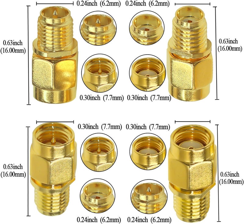 TUOLNK 4PCS SMA Coax Connector Cable Gender Changers,Male/Female to RP-SMA Male/Female Coax Adapter Low Loss Coaxial Connector for Radio Antenna, Audio - Image 3