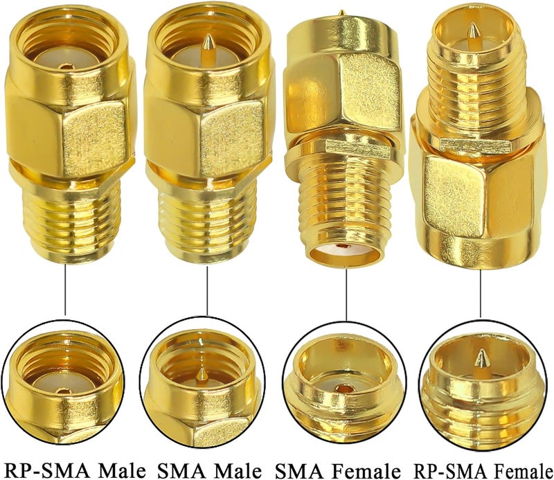 TUOLNK 4PCS SMA Coax Connector Cable Gender Changers,Male/Female to RP-SMA Male/Female Coax Adapter Low Loss Coaxial Connector for Radio Antenna, Audio - Image 2