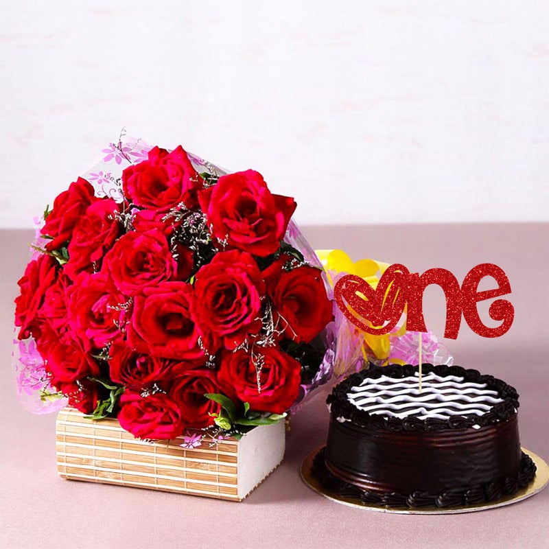 Ephlyn 1Pc Heart One Cake Topper Glitter Happy Valentine's Day First Birthday Cake Topper Decorations for Baby Shower Birthday Party Cake Decorations Supplies Red - Image 5