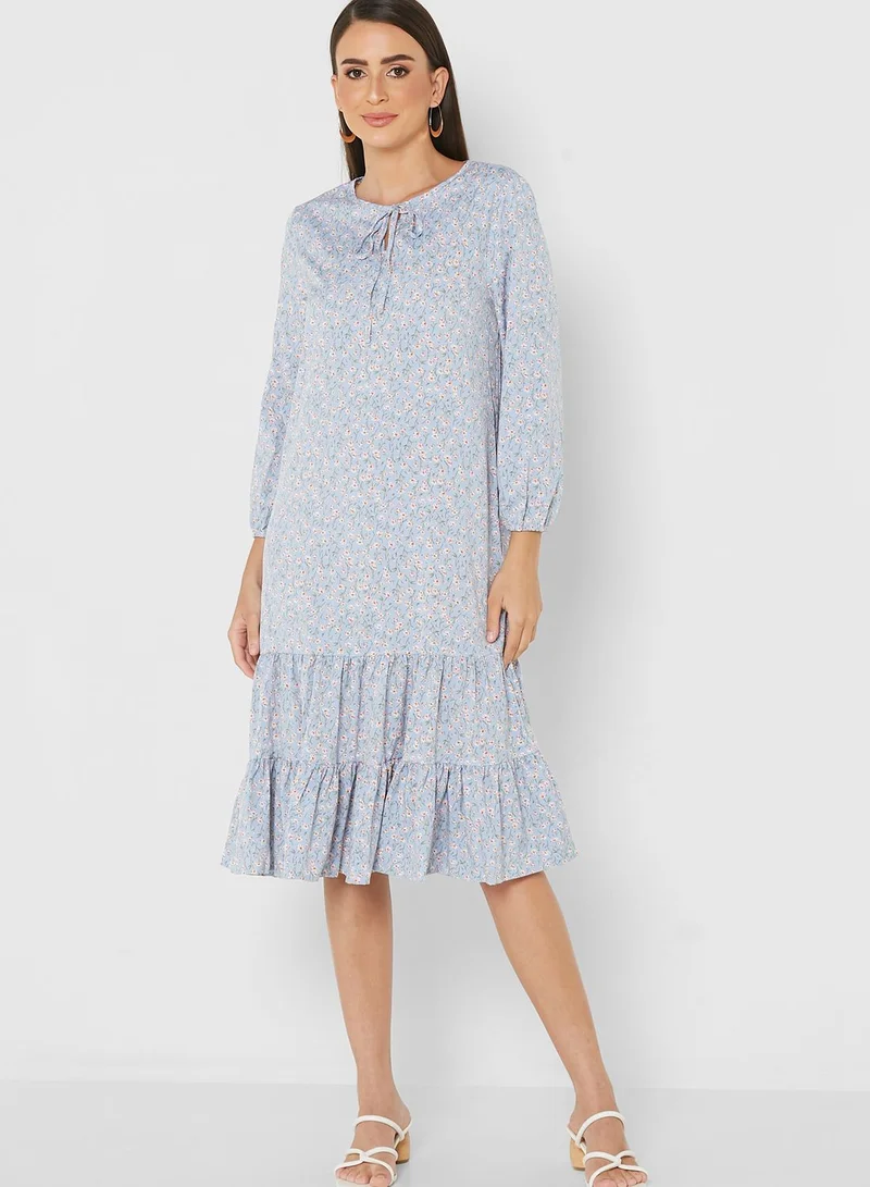 ELLA Boat Neck Printed Dress