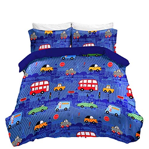 MORADO® Super Soft Glace Cotton 144 TC Kids Print Double Bedsheet with 2 Pillow Covers-Dark Blue - Image 4