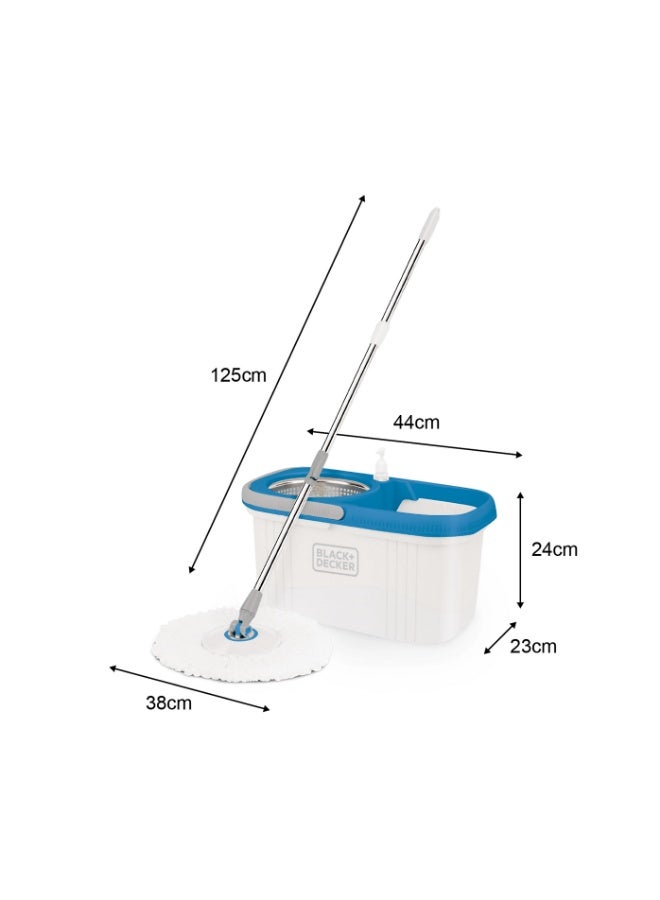 BLACK+DECKER 360° Rotating Spin Mop & Bucket With Stainless Steel Drum With Microfibre & Replaceable Mop Head & Telescopic Handle - Image 3