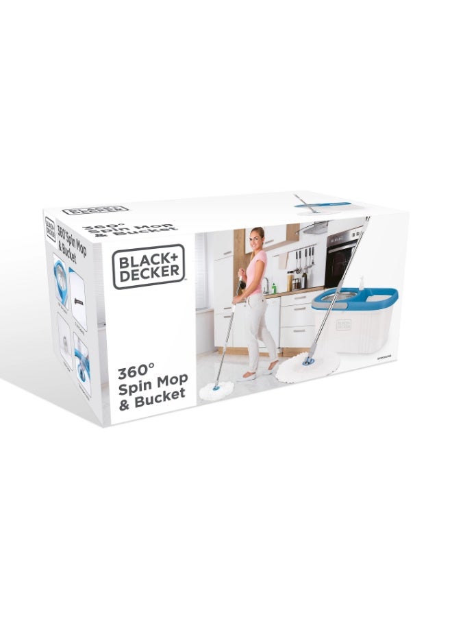 BLACK+DECKER 360° Rotating Spin Mop & Bucket With Stainless Steel Drum With Microfibre & Replaceable Mop Head & Telescopic Handle - Image 2