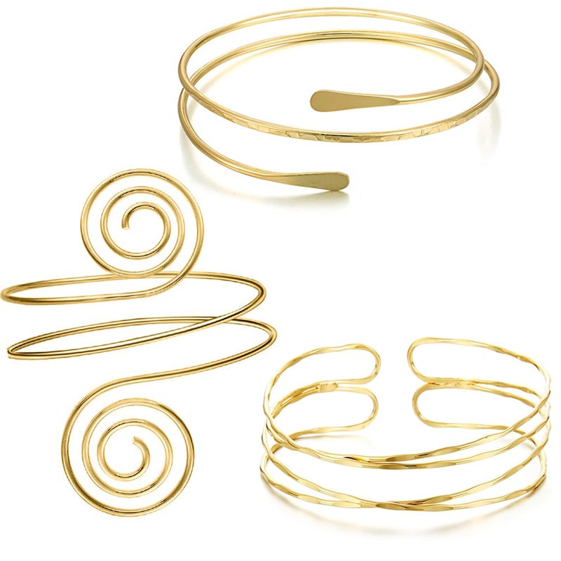MAGIDOVE 3PCS Arm Cuffs for Women Arm Band Adjustable Armband Set (Gold 3PCS) - Image 1