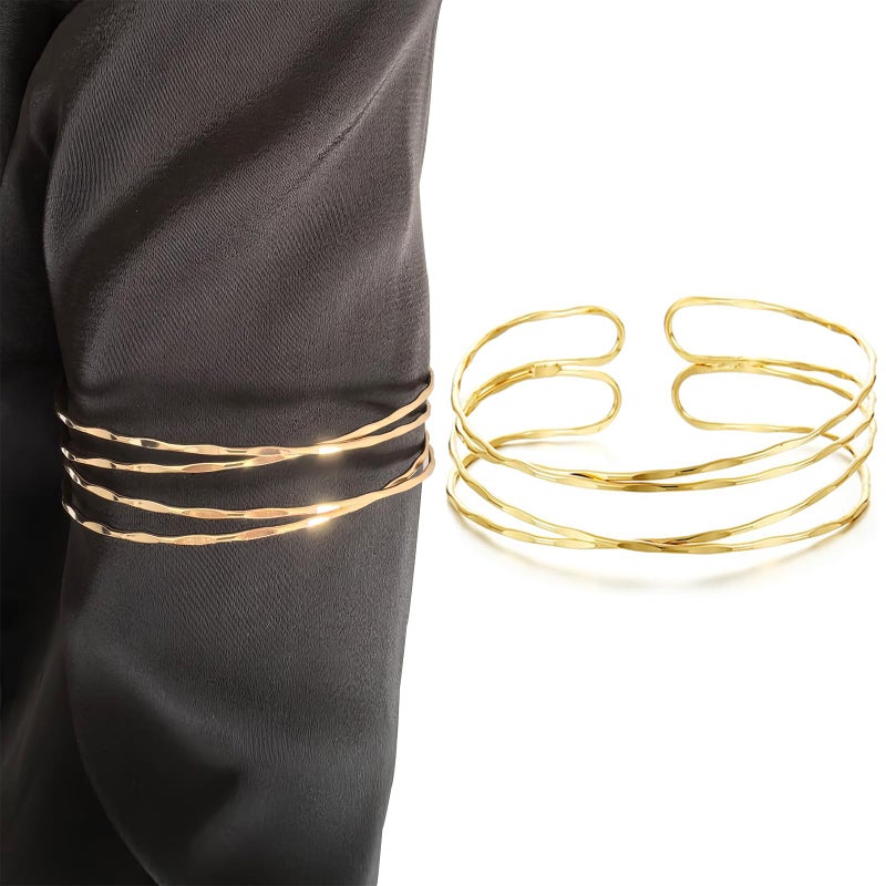 MAGIDOVE 3PCS Arm Cuffs for Women Arm Band Adjustable Armband Set (Gold 3PCS) - Image 5
