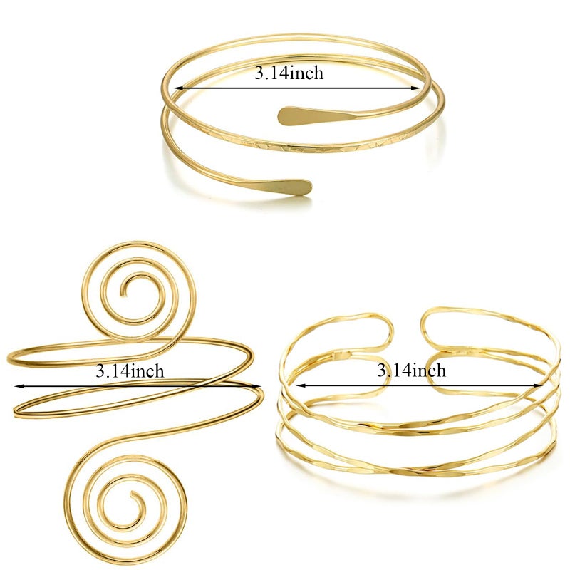 MAGIDOVE 3PCS Arm Cuffs for Women Arm Band Adjustable Armband Set (Gold 3PCS) - Image 2