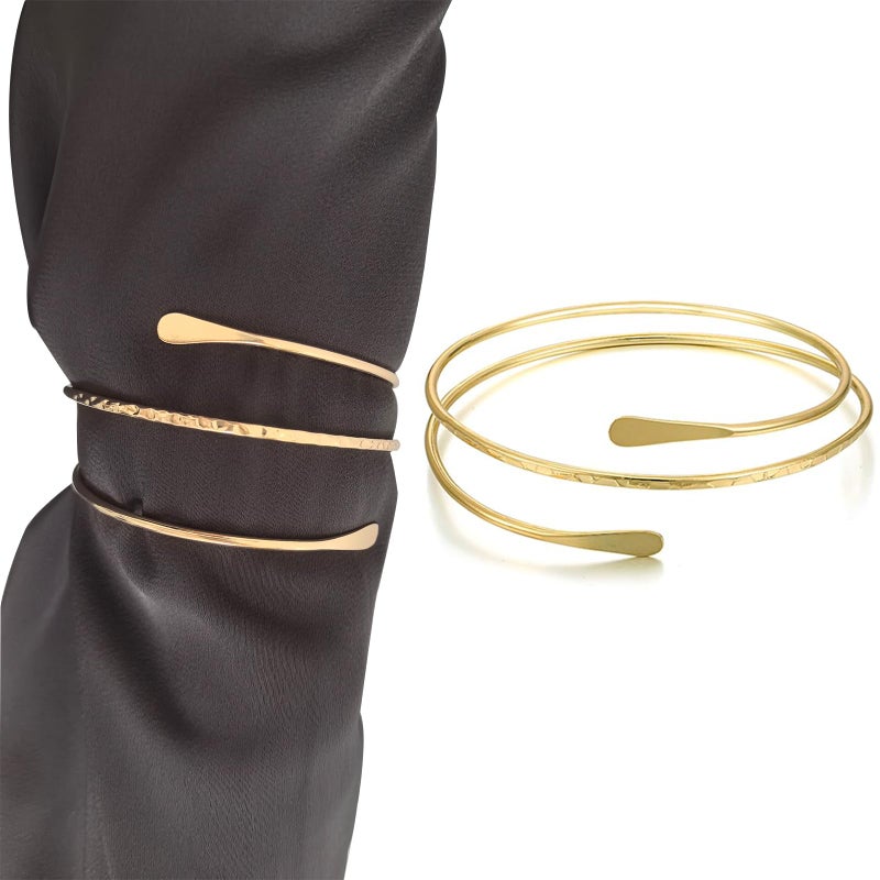 MAGIDOVE 3PCS Arm Cuffs for Women Arm Band Adjustable Armband Set (Gold 3PCS) - Image 4