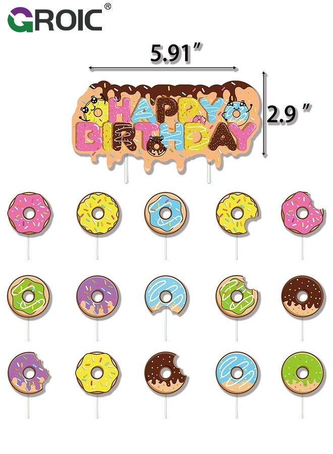 GROIC 88 Pcs Birthday Party Supplies and Decorations Pack, Doughnut Theme Decoration, Include Banners, Tablecloths, Cake Toppers, Balloons， Plates, Napkins, Ribbon - Image 3