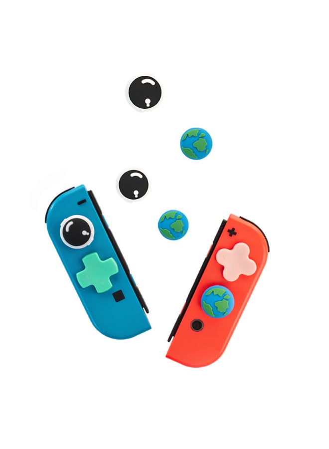 Nintendo Switch Handle Rocker Cap Earth Spaceman Rocker OLED Rocker Protective Cover LITE Silicone Cap-Product Color:Black Face Little Head  - Image 4
