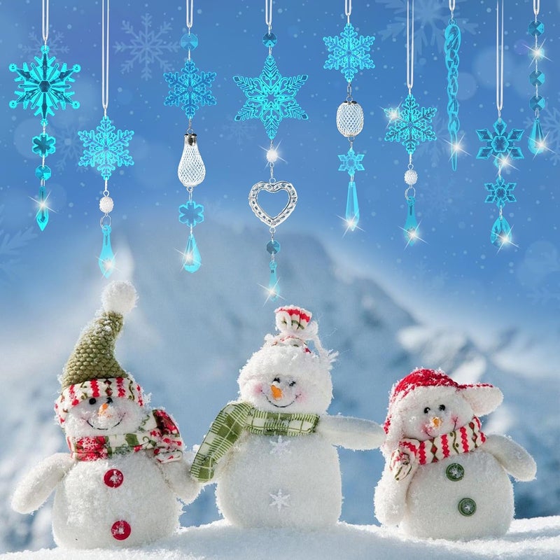 Lapogy Crystal Snowflake Christmas Tree Decorations - 21pcs Christmas Tree Ornaments Sparkling Dazzling Festival Party Decoration Crystal Snowflake Design Hanging Ornament Holiday Season Home Decor - Image 5