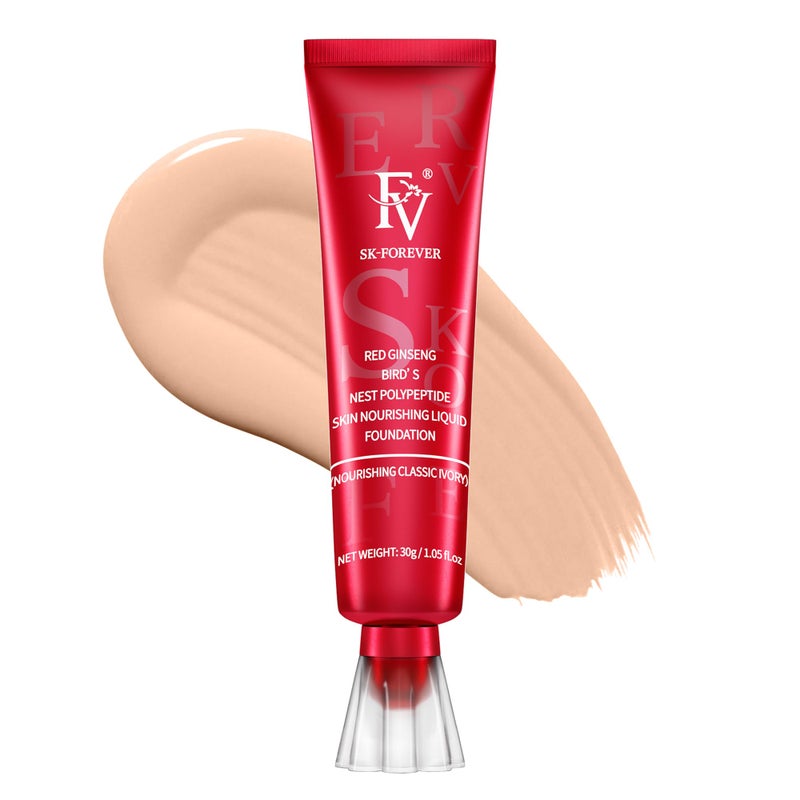 FV Dewy Liquid Foundation, Hydrating Smooth Formula & Lightweight, Longwear Medium-Full Coverage with Natural Finish, Waterproof Foundation for Dry/Combination Skin, 30g, Nourishing Classic Ivory - Image 1