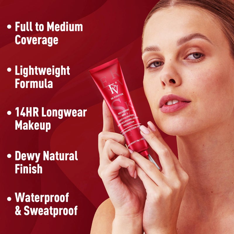 FV Dewy Liquid Foundation, Hydrating Smooth Formula & Lightweight, Longwear Medium-Full Coverage with Natural Finish, Waterproof Foundation for Dry/Combination Skin, 30g, Nourishing Classic Ivory - Image 5
