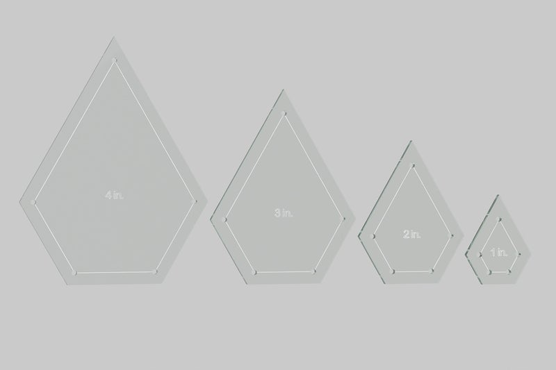 Jewel Quilting Template Set 4 3 2 1 with 14 Seam Allowance