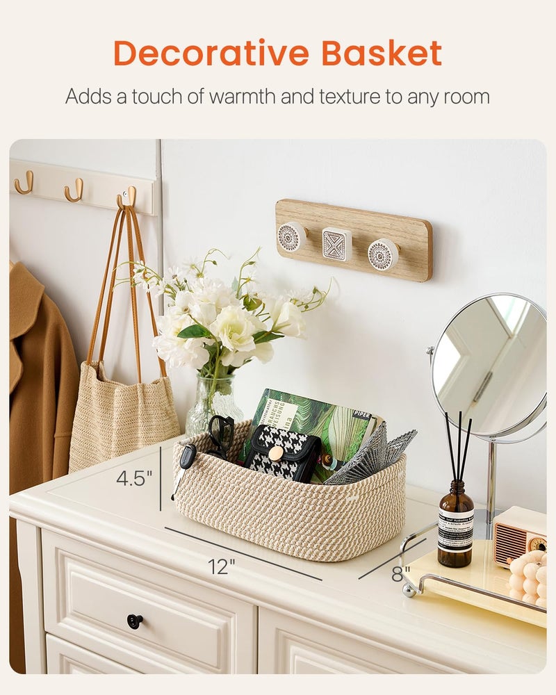 KALLAX Small Woven Basket, 12 x 8 x 4.5 Inches, Storage Basket for Organizing, Cute Small Rope Shelf Closet Cube Storage Bins Baskets for Shelves, Dog Toy Gift Baskets Empty, 3 Pack Brown - Image 2