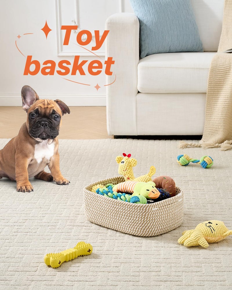 KALLAX Small Woven Basket, 12 x 8 x 4.5 Inches, Storage Basket for Organizing, Cute Small Rope Shelf Closet Cube Storage Bins Baskets for Shelves, Dog Toy Gift Baskets Empty, 3 Pack Brown - Image 5