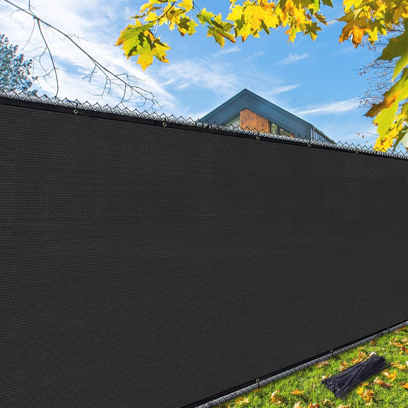 iCover 4x50ft Privacy Screen Fence, Outdoor Fencing Panels, Garden Windscreen Mesh Shade Sail Net Barrier, Include Reinforced Bindings and Brass Grommets Cable Zip Ties, Black - Image 1