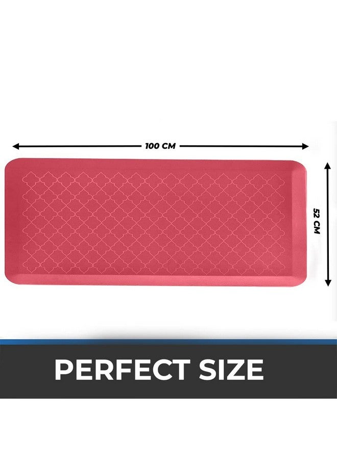 Lifekrafts LifeKrafts Anti Fatigue Floor Mat(Design) Thick Perfect Kitchen Mat, Standing Desk Mat. Comfort at Home, Office, Garage 52x100x1.8 cms (RED)  - Image 2