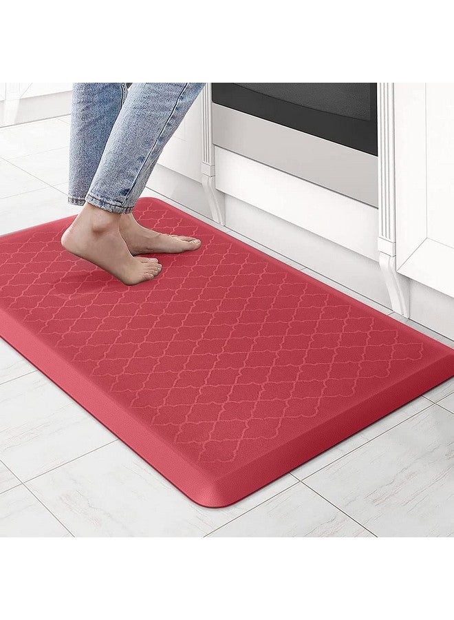 Lifekrafts LifeKrafts Anti Fatigue Floor Mat(Design) Thick Perfect Kitchen Mat, Standing Desk Mat. Comfort at Home, Office, Garage 52x100x1.8 cms (RED)  - Image 1