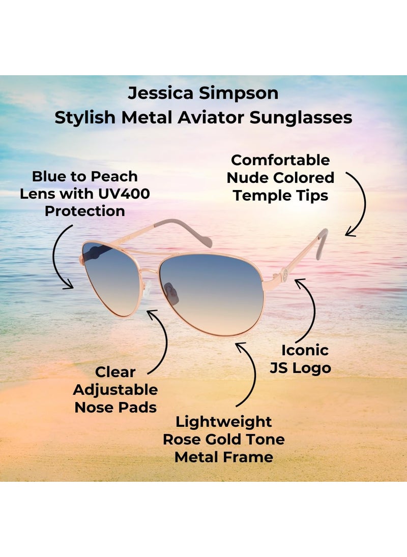 Jessica Simpson Jessica Simpson Women's J5596 Classic Metal Aviator Pilot Sunglasses with UV400 Protection - Glamorous Sunglasses for Women, 60mm  - Image 5