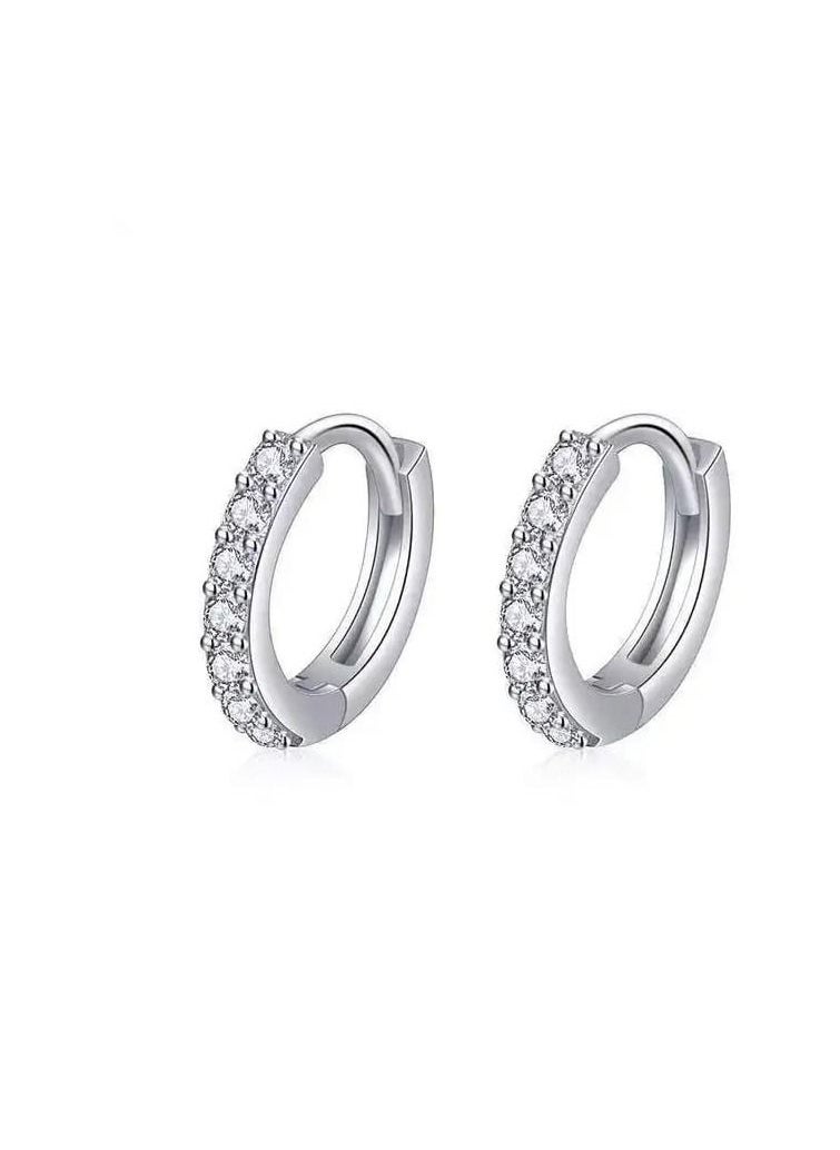 Generic - Silver stainless steel earring + zircon crystal - Image 1