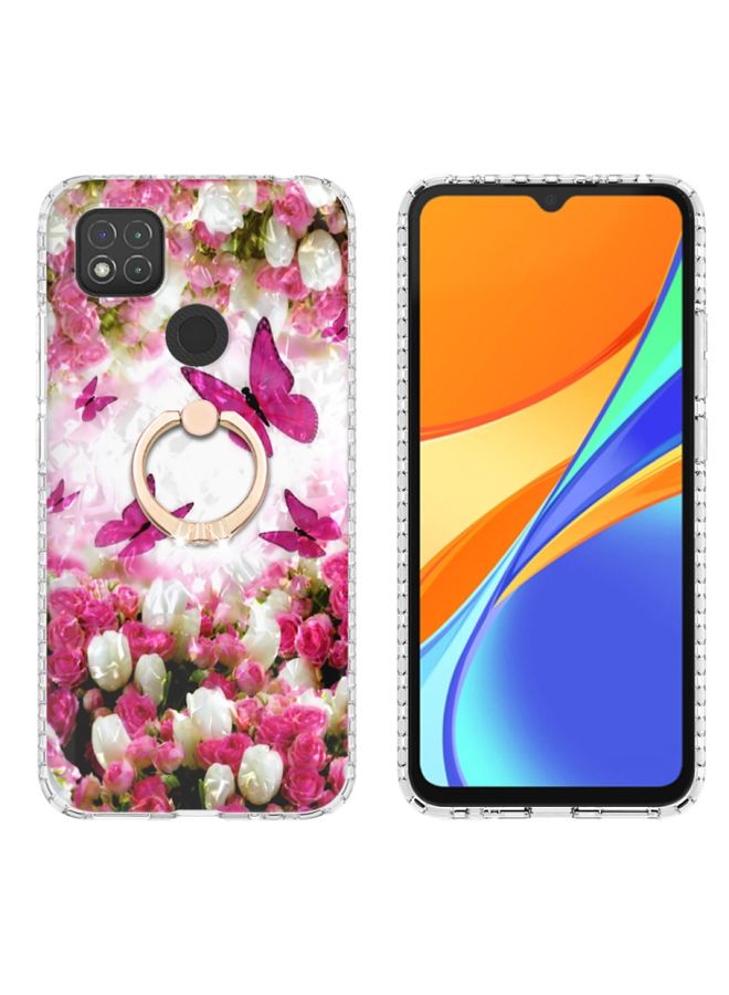 Case Cover For Xiaomi Redmi 9C / 9 Indian Version Ring Holder 2.0mm Airbag TPU Phone Case Dancing Butterflies