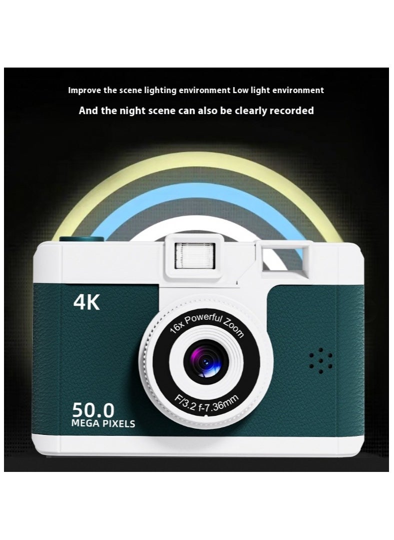 xozgdovg - High-definition digital camera student mini front and back double camera gif/khaki - Image 1