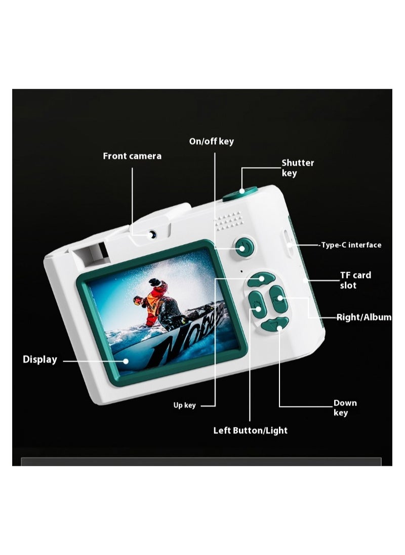 xozgdovg - High-definition digital camera student mini front and back double camera gif/khaki - Image 1