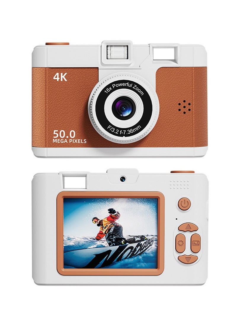 xozgdovg - High-definition digital camera student mini front and back double camera gif/khaki - Image 1