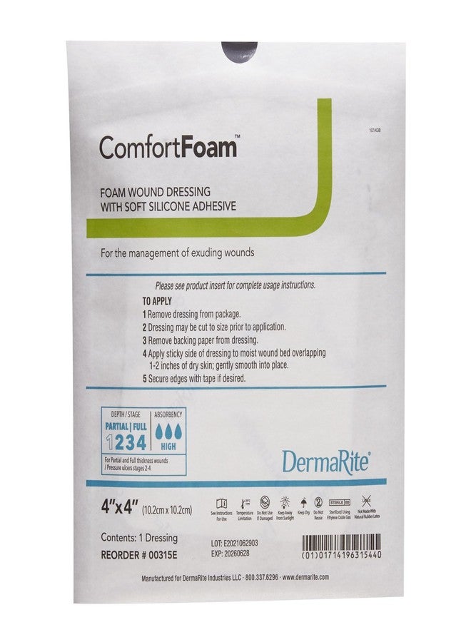 dermarite ComfortFoam Foam Dressing 4 x 4" Square No Border Film Backing 00315E 10 per Box - Image 3