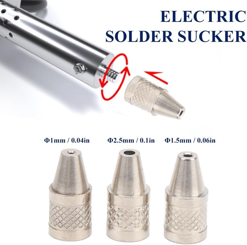 Wal front Electric Solder Sucker 30W Automatic Desoldering Pump with Vacuum Suction, 3 Nozzles (1.0mm, 1.5mm, 2.5mm) Tin Suction Device for Tin Removal Work (US Plug AC110V) ﻿ - Image 3
