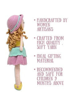 Happy Threads Handmade Crocheted Love & Care Cecilia Doll (15 inches) – Multicolour | Crochet Toys | Child Safe | for Babies 6 Months & Above | Dolls for Boys/Girls| For Birthday Gift | Decorative Items for Room  - Image 3