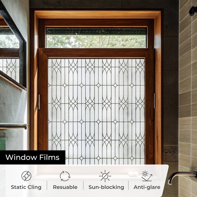 ADD.HERES Window Privacy Film, Stained Glass Decorative Static Cling, Removable Sun Blocking Vinyl Covering,Window Film for Home Kitchen Living Room, Dusseldorf, 17.3" x 78.7" - Image 4