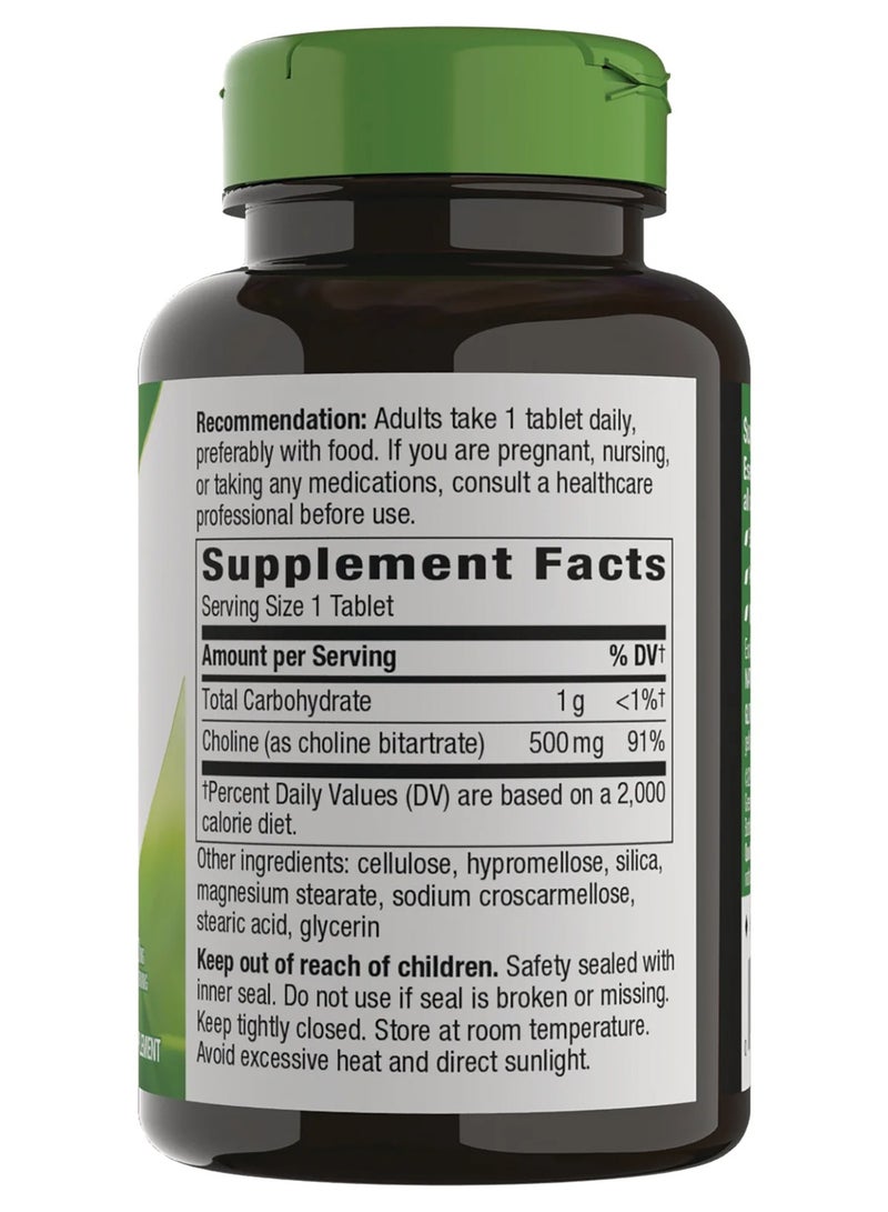 Nature's Way Choline 500Mg 100 Vegan Tablets Brain Health Vegan Dietary Supplement - Image 2