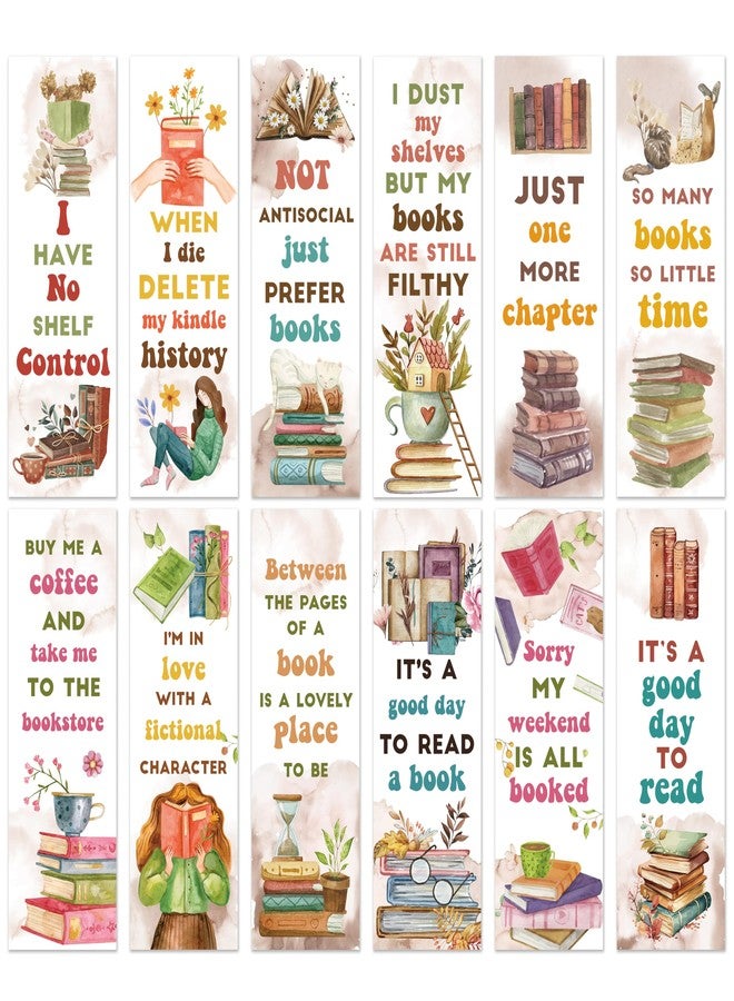Haooryx Book Lovers Bookmarks - 120Pcs Watercolor Paper Bookmark Humor Double-Sided Reading Page Marker Tracker Book Reading Club Party Teacher Supply School Prize Student Reward Kids Birthday Gifts - Image 1