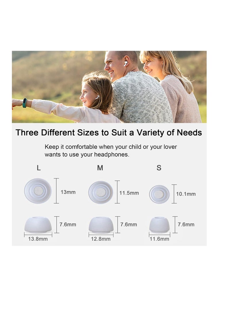 SYOSI Ear Tips Replacement Silicon Tips Compatible for Airpods Pro, Fit in The Charging Case, Anti-Slip Reducing Noise in-Ear Eartips, White Ear Buds with Portable Storage Box 6 Pairs (S/M/L) - Image 3