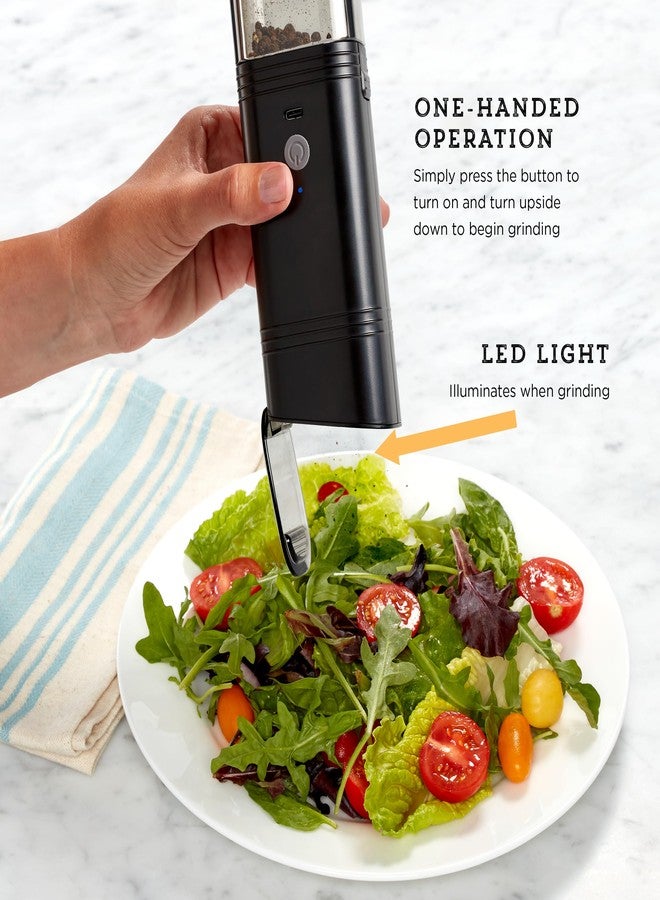 Kamenstein USB Rechargeable Gravity Feed Grinder, Filled With Peppercorns, Black - Image 2