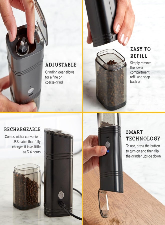Kamenstein USB Rechargeable Gravity Feed Grinder, Filled With Peppercorns, Black - Image 5