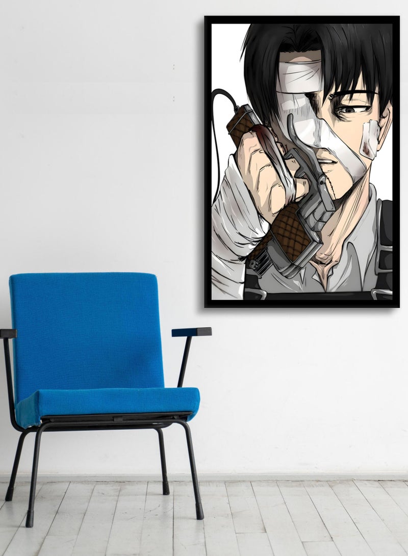 مودكلاس لوحة جدارية كانفس بإطار خشبي هجوم العمالقة ليفاي اكرمان - Image 1