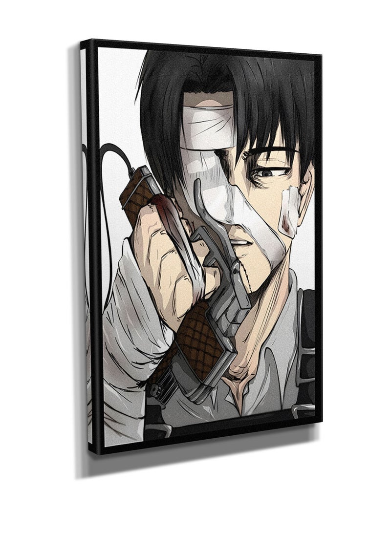 مودكلاس لوحة جدارية كانفس بإطار خشبي هجوم العمالقة ليفاي اكرمان - Image 3