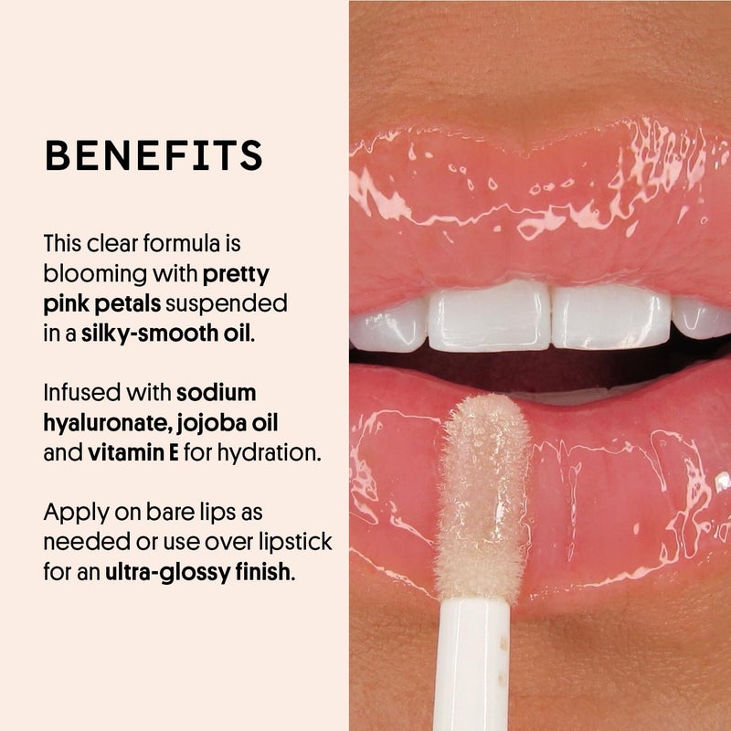 Winky Lux Flower Petal Lip Oil - Silky Shine & Hydrating Non Sticky Lip Gloss, Infused with Real Flower Petals & Nourishing Jojoba Oil, with Soft Vanilla Scent - Image 3