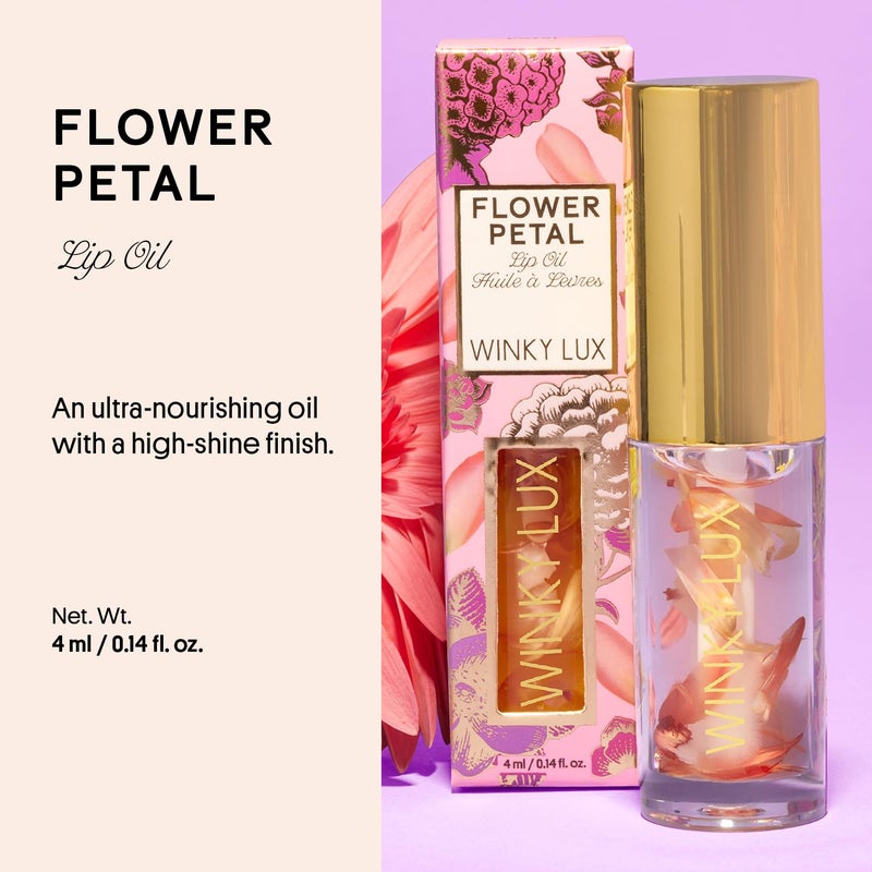 Winky Lux Flower Petal Lip Oil - Silky Shine & Hydrating Non Sticky Lip Gloss, Infused with Real Flower Petals & Nourishing Jojoba Oil, with Soft Vanilla Scent - Image 2