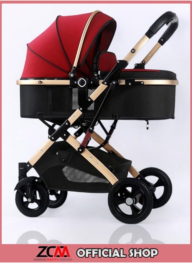ZCM-HAPPY - Lightweight Stroller with Extended Canopy Sit and Lay Lightweight Folding Two-Way Shock Absorption and Locking System for Newborn To 3 Years - Image 1